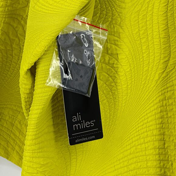 Ali Miles Textured Stand Collar Single Button Top Jacket Plus Sz 2X Artsy Citron - Picture 9 of 9